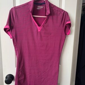 Nike Pink Striped Golf Short Sleeve Tee